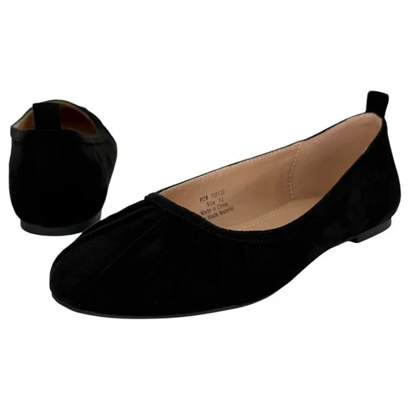 Journee Collection Tannya Black Microsuede Womens Flats Size 8.5M - Picture 7 of 10